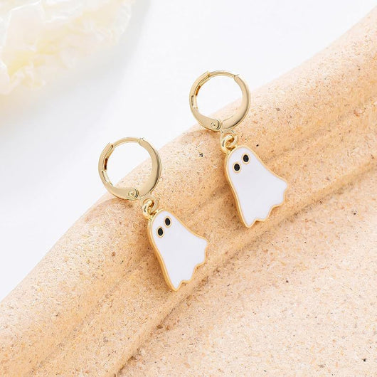 Aretes de Aro con Fantasma Dorado para Halloween - Image 2