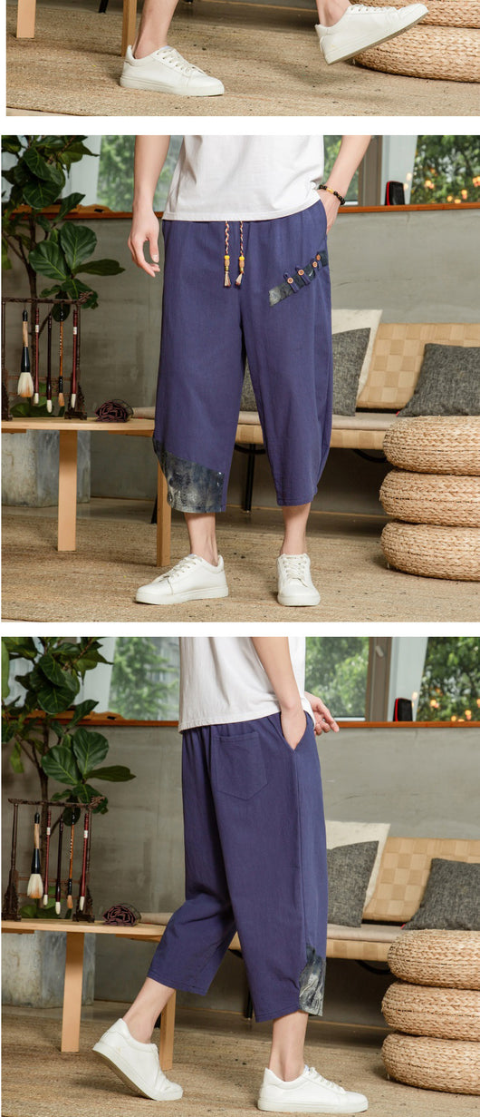 Pantalones Cortos de Lino Casual para Hombre - Cintura Media sin Estiramiento - Image 5
