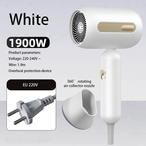 Beige 1200W hair dryer with a minimalist design, featuring a 360-degree rotating air collector nozzle and a US 110V plug. - Image 15