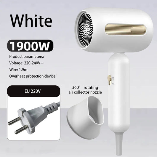 Beige 1200W hair dryer with a minimalist design, featuring a 360-degree rotating air collector nozzle and a US 110V plug. - Image 15