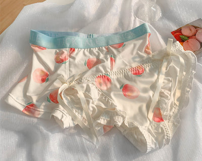 Conjunto de Ropa Interior para Parejas Sabor Durazno - Algodón Seda Fría Verano - Image 3
