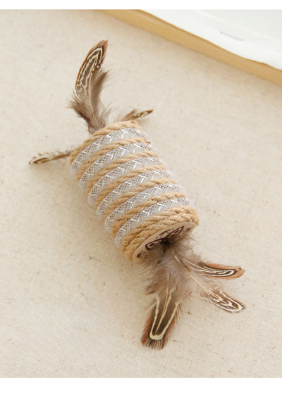 Juguete Interactivo para Gatos con Plumas, Cuerda de Cáñamo y Rodillo Sonoro - Image 11