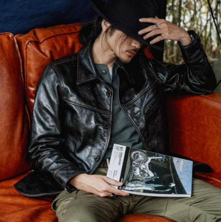 Chaqueta de Cuero Pesado Largo para Hombre