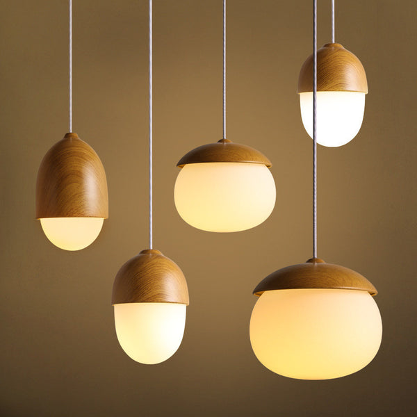 Lámpara de Techo Minimalista con Diseño en Madera Natural