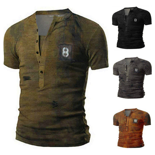 Camiseta Casual Estampada de Manga Corta para Hombre
