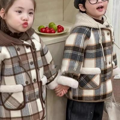 Abrigo de Lana Forrado en Fleece con Diseño Cuadros - Abrigo de Invierno Urbano - Image 11
