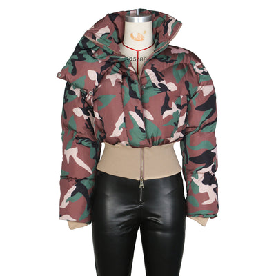 Chaqueta Corta de Algodón con Estampado Camuflaje Retro para Mujer - Image 10