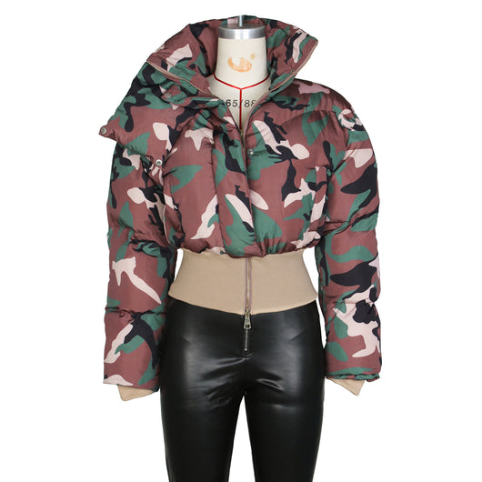Chaqueta Corta de Algodón con Estampado Camuflaje Retro para Mujer - Image 10