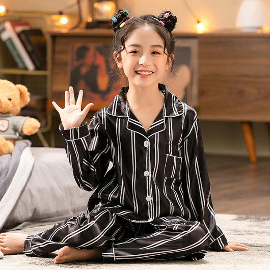 Pijamas Infantiles de Seda Simulada - Conjunto Cómodo para Niños y Adolescentes - Image 19