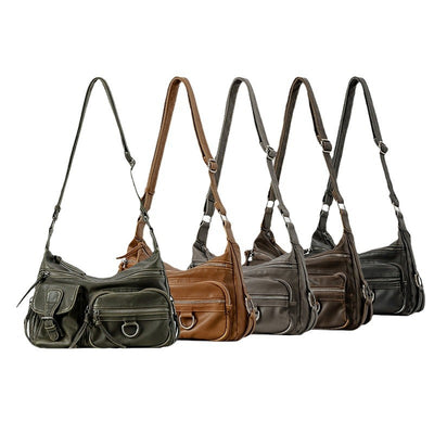 Bolso Moto Retro Hot Girl Marrón Multibolsillos - Image 19