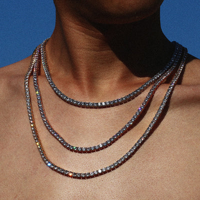 Cadena Hip Hop Plata 925 Moissanita Fila Única para Hombre