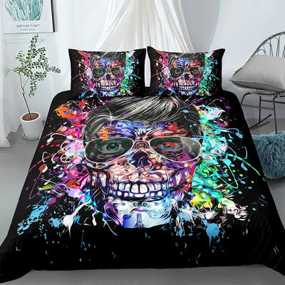 Juego de Edredón Gótico con Estampado de Calaveras - Image 4