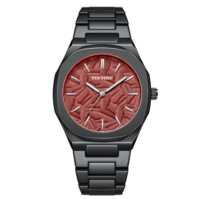 Reloj Impermeable para Hombre con Esfera Grabada en Relieve de Hoja de Palma - Image 12