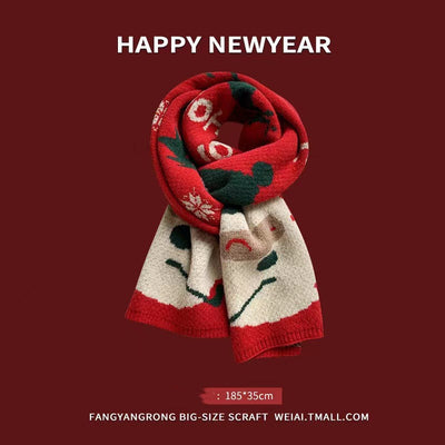 Bufanda Roja de Lana Tejida para Invierno - Diseño Navideño Mujer - Image 2