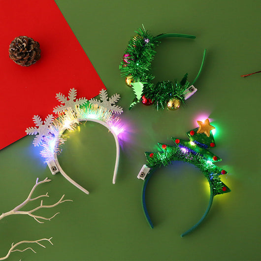 Diadema Navideña con Luces LED - Cuernos de Reno, Árbol y Copo de Nieve - Image 2