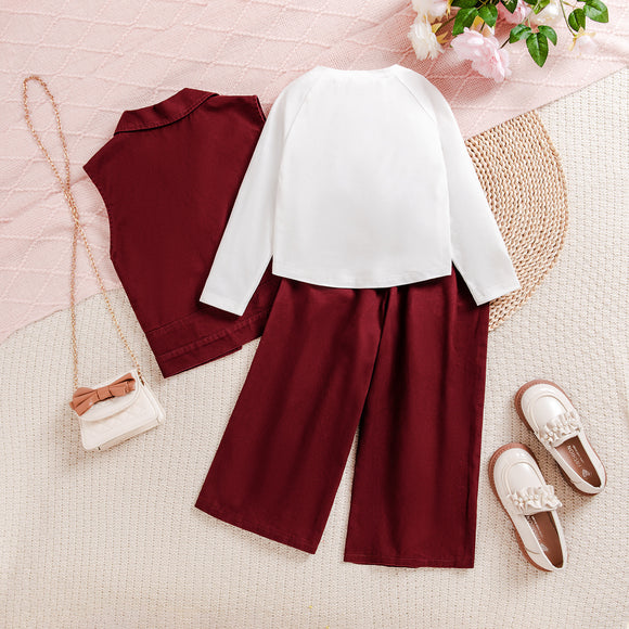 Conjunto Elegante: Blusa Floral 3D Manga Larga con Pantalón Ancho