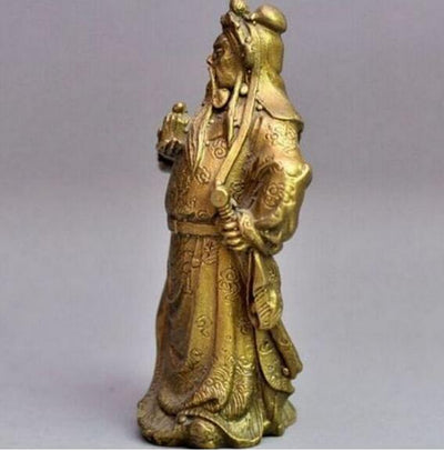 Estatua de Bronce de Guan Gong con Sello del Dios de la Riqueza - Image 3