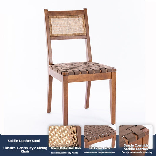 Taburete Alto de Cuero Vintage con Asiento de Silla de Madera Maciza - Image 6