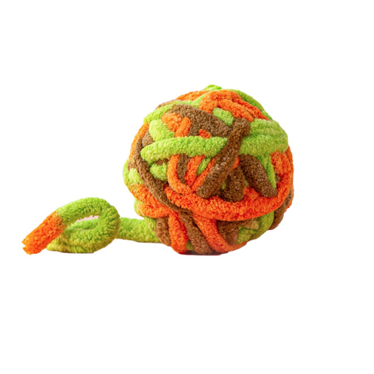 Pink and purple striped plush cat toy ball, made from chunky yarn, designed for silent play and chewing. - Image 14