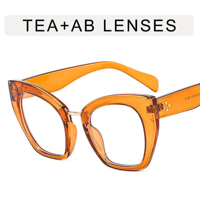 Gafas Cat Eye Grandes con Filtro Azul y Espejo Plano - Image 4