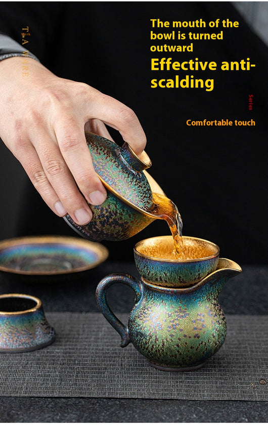 Juego de Té Jianzan con Dorado Colorido - Image 15