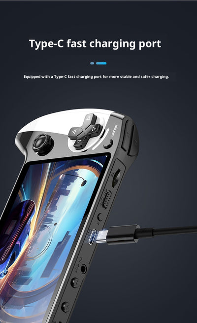 Black and white X9 portable handheld gaming console with a large screen displaying a racing game. - Image 16