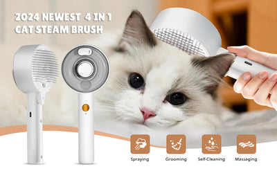 Cepillo de Vapor para Gatos con Spray Deshedding - Limpieza Profunda y Masaje - Image 12
