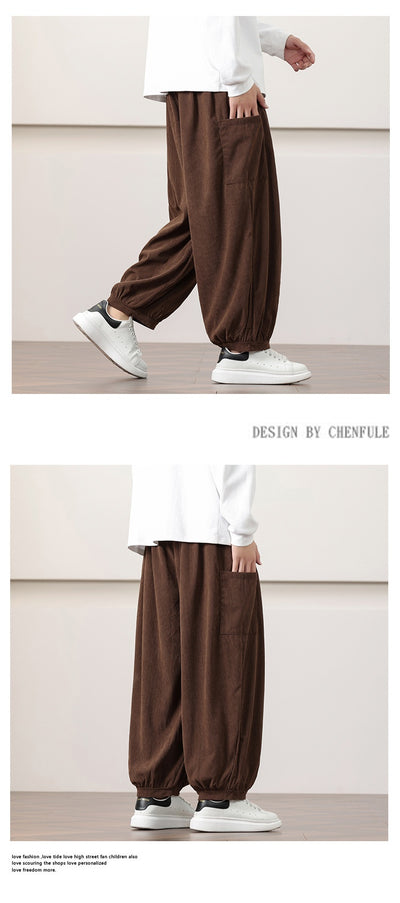 Pantalones Harem de Pana Otoño Estilo Chino para Hombre - Image 21
