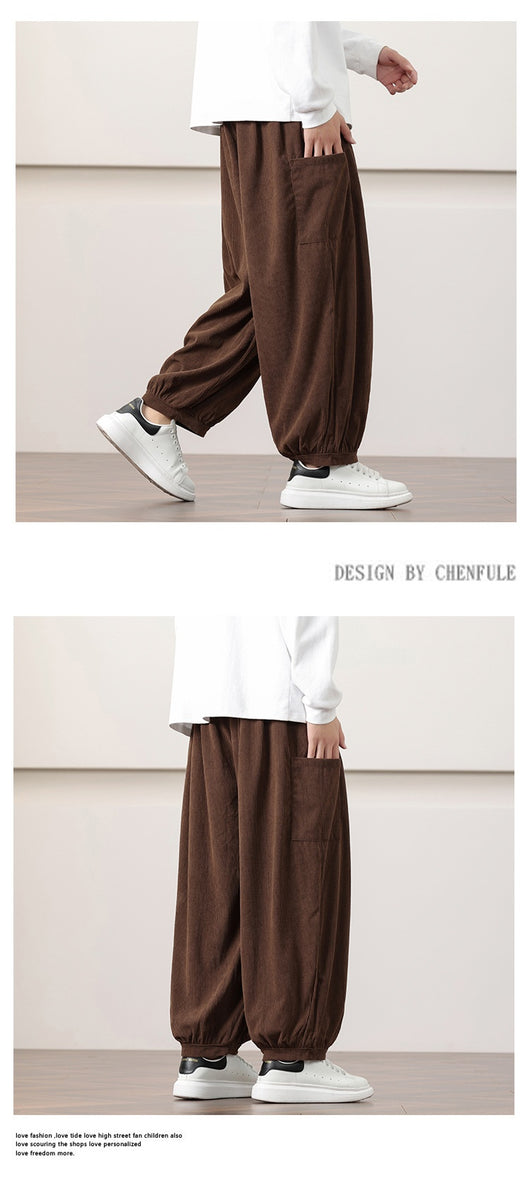 Pantalones Harem de Pana Otoño Estilo Chino para Hombre - Image 21