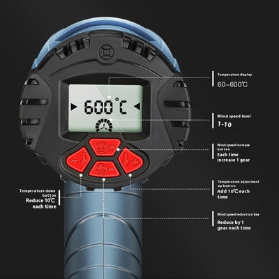 Pistola de Aire Caliente con Control Digital de Temperatura para Películas y Detalles - Image 3