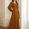 Vestido Largo Elegante de Manga Larga en Colores Sólidos Estilo Francés