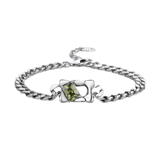 Pulsera de Plata Esterlina S925 con Diamantes Geométricos Vintage - Image 7