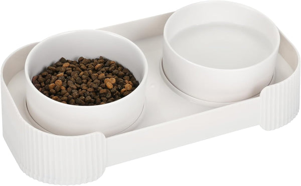 Comederos Elevados para Gatos de Cerámica 15° Antivómito con Base Antideslizante