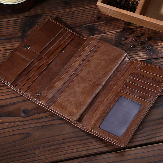 Billetera Larga de Cuero Genuino con Acabado Vintage Oil Wax - Image 14