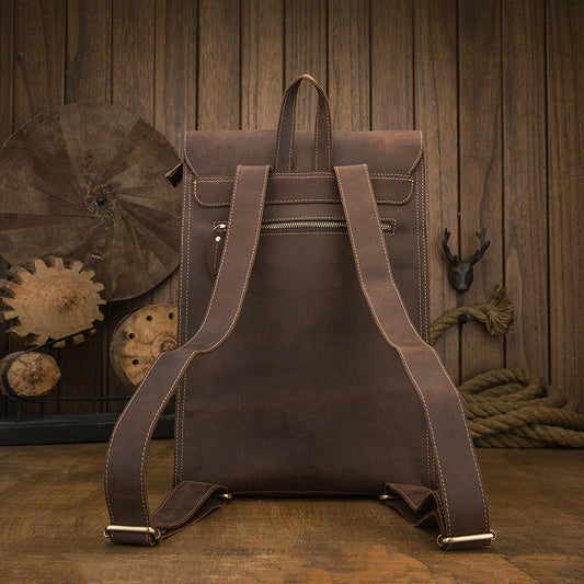 Mochila de Cuero Casual Estilo Británico para Hombre - Image 2