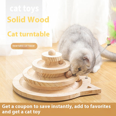 Juguete Interactivo de Madera para Gatos con Plataforma Giratoria - Image 3
