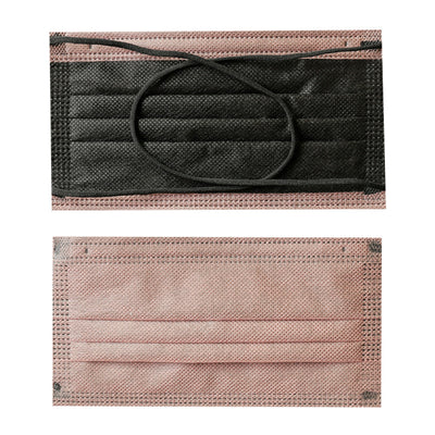 Black and sage green disposable protective mask with crossed ear straps, showing pleated design and non-woven fabric. - Image 22