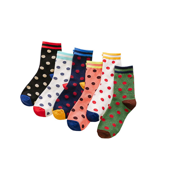 Calcetines Retro Lunares Estilo Japonés