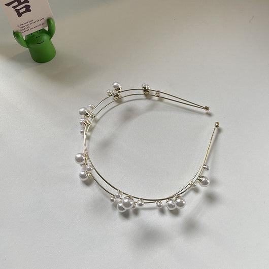 Diadema de Perlas Blancas de Doble Capa para Mujer - Image 11