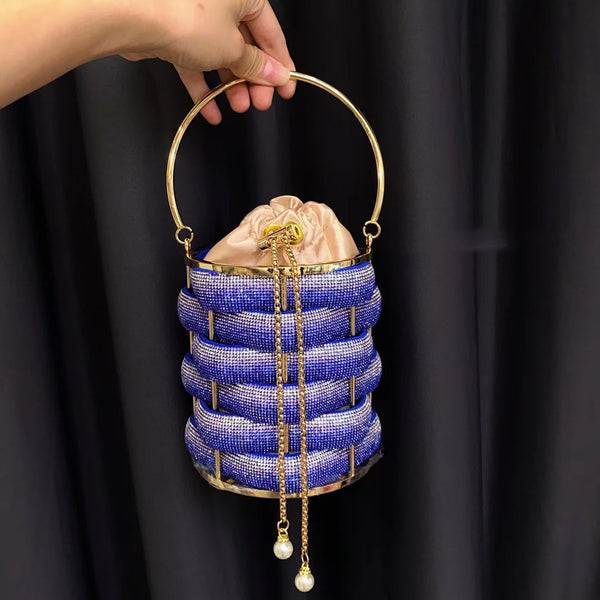 Reloj de Pulsera Tejido a Mano con Cristales Brillantes y Cuerda Metálica