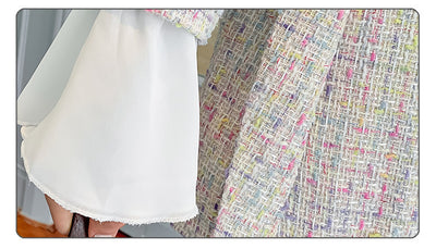 Conjunto Elegante de Chaqueta Tweed y Blusa Plisada para Mujer - Image 24