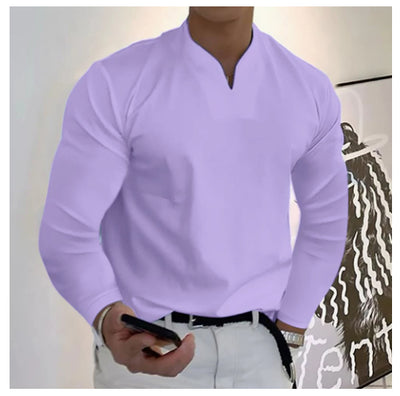 Camiseta Manga Larga Cuello V Transpirable para Hombre - Image 18