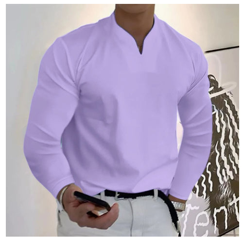 Camiseta Manga Larga Cuello V Transpirable para Hombre - Image 18