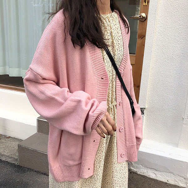 Cardigan Tejido Lazy Style con Escote en V para Mujer