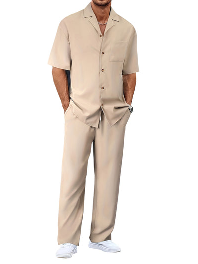 Conjunto de Traje Casual para Hombre: Camisa de Solapa con Botones y Pantalón Recto - Image 41