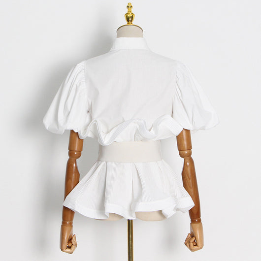 Blusa Princesa con Volantes y Solapa Simple - Image 12