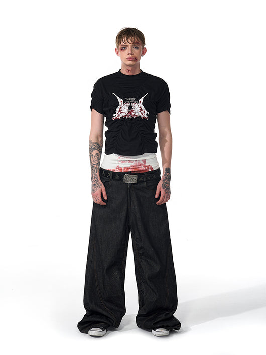 Camisa Estampada Slim Fit Negra de Manga Corta para Hombre - Image 5