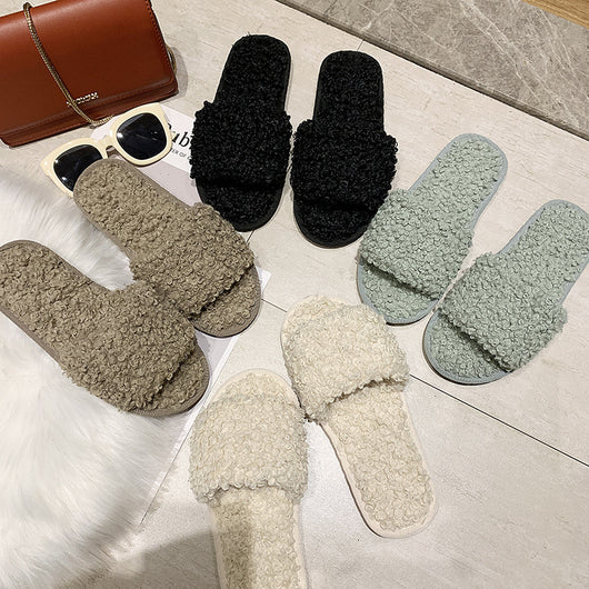 Pantuflas de Lana Rizada para Mujer con Suela Antideslizante - Image 11