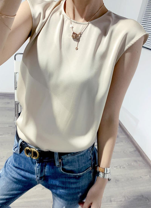 Blusa de Satén sin Mangas con Tirantes Finos - Cuello Redondo para Verano - Image 34