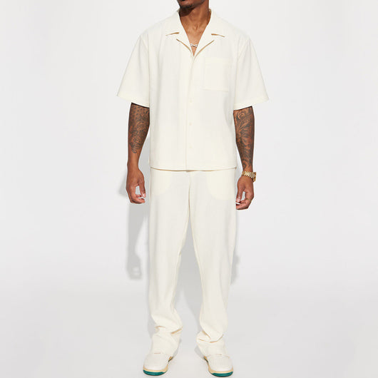 Traje Casual Suelto con Solapas Anchas y Pantalón Corto para Hombre - Image 15